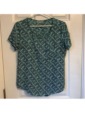 Pleione Green Blue Patterned Blouse medium